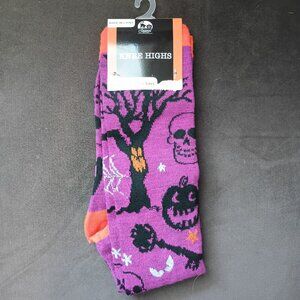 Purple Halloween Knee High Socks NWT